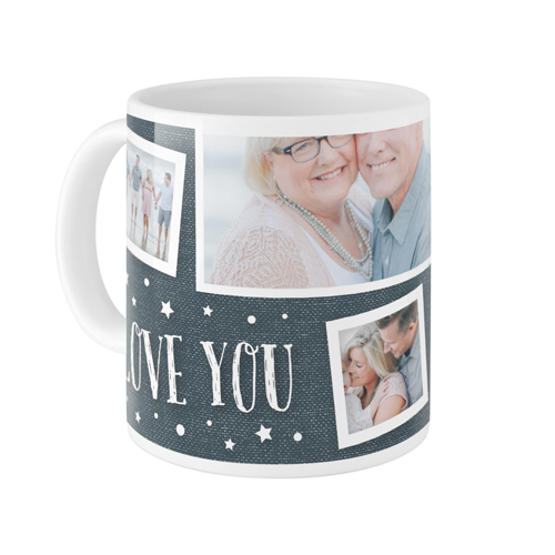 Love To The Moon and Back Denim Mug, White,  , 11oz, Blue