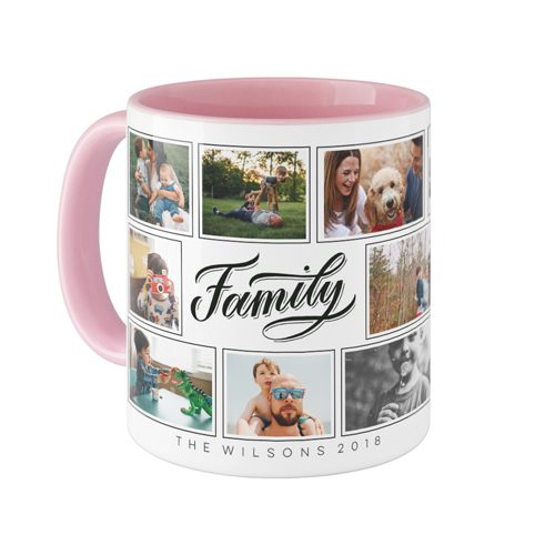 Family Script Mug, Pink,  , 11oz, Black