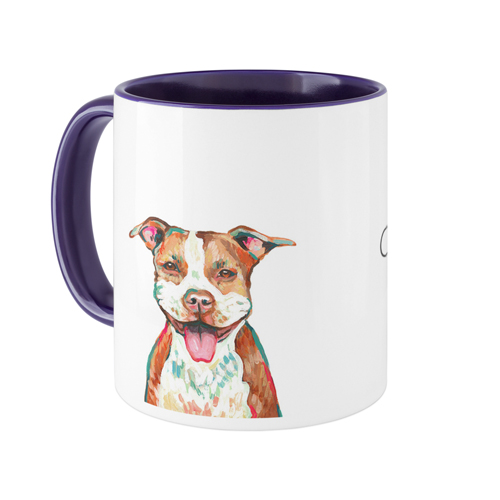 Pit Bull Terrier Mix Custom Text Mug, Blue,  , 11oz, Multicolor