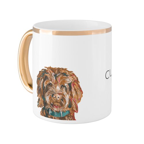 Goldendoodle Custom Text Mug, Gold Handle,  , 11oz, Multicolor