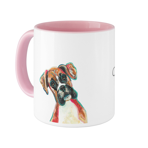 Boxer Custom Text Mug, Pink,  , 11oz, Multicolor