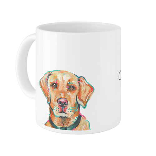 Yellow Lab Custom Text Mug, White,  , 11oz, Multicolor