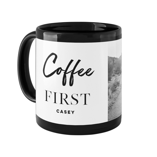Coffee First Mug, Black,  , 11oz, White