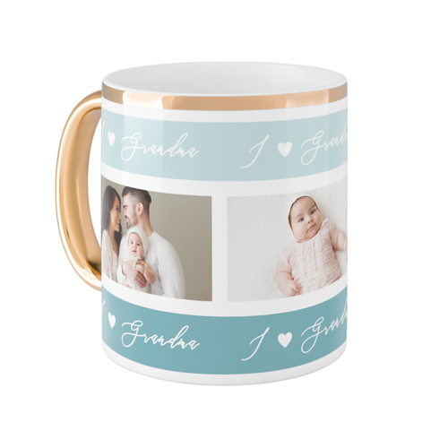 I Heart Grandma Mug, Gold Handle, , 11oz, Blue, sea