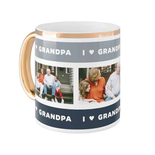 I Heart Grandpa Mug, Gold Handle,  , 11oz, Black