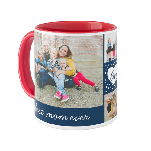 Love Script Grid Mug, Red,  , 11oz, Blue