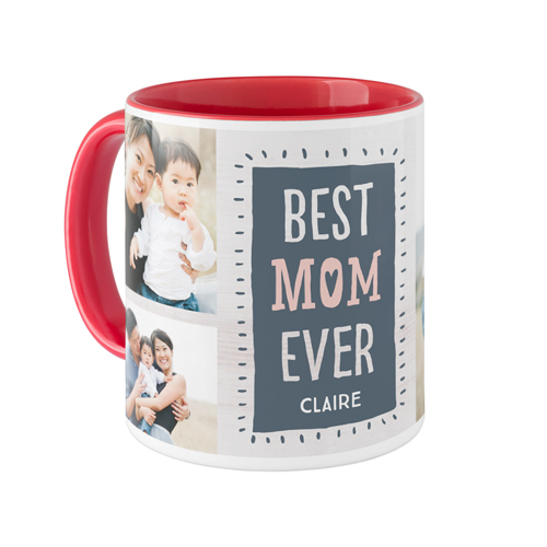 Best Mom Heart Mug, Red,  , 11oz, Gray