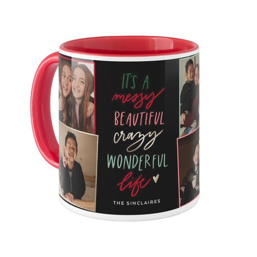Messy Beautiful Crazy Life Mug, Red,  , 11oz, Black