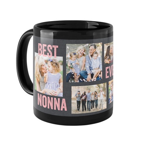 Best Ever Collage Mug, Black, , 11oz, Pink, shrimp