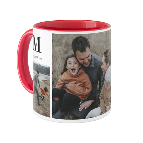 Monogram Family Mug, Red, , 11oz, White, white