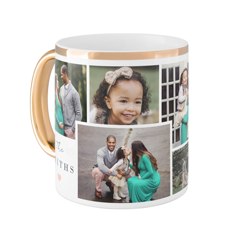Overlap Family Collage Mug, Gold Handle,  , 11oz, White