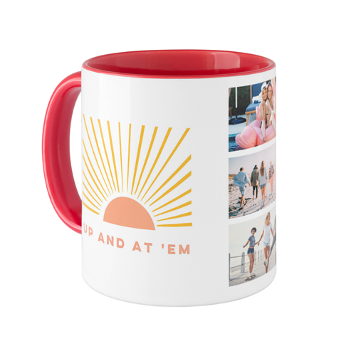 Sunrises and Coffee Mug, Red,  , 11oz, White
