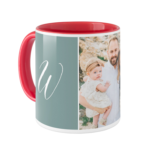 Gallery Trio Monogram Mug, Red,  , 11oz, Multicolor