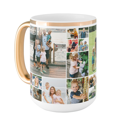 Gallery Collage Mug, Gold Handle,  , 15oz, Multicolor