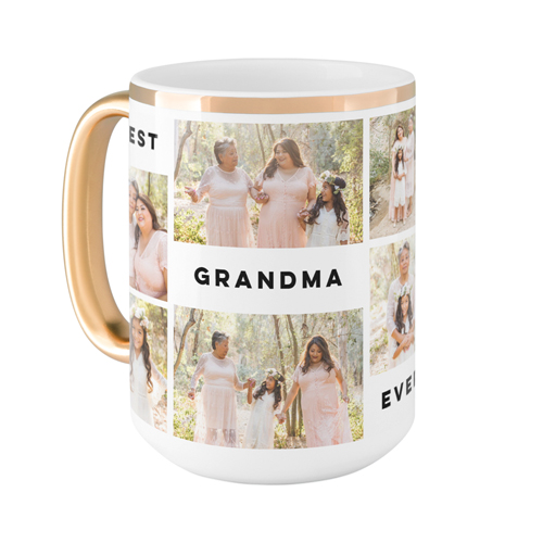 Gallery Of Seven Text Mug, Gold Handle, , 15oz, Multicolor, multi