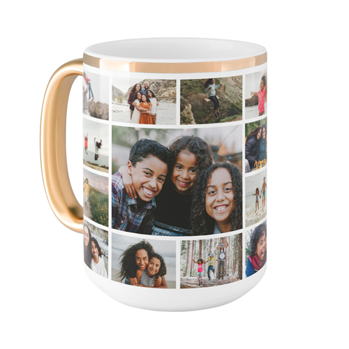 Photo Gallery Border Mug, Gold Handle,  , 15oz, Multicolor