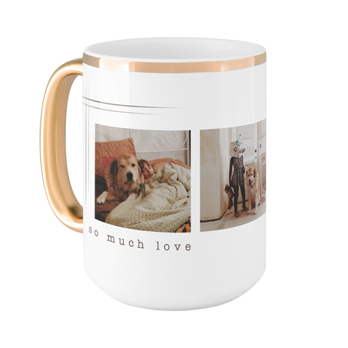 Corner Etches Mug, Gold Handle,  , 15oz, White