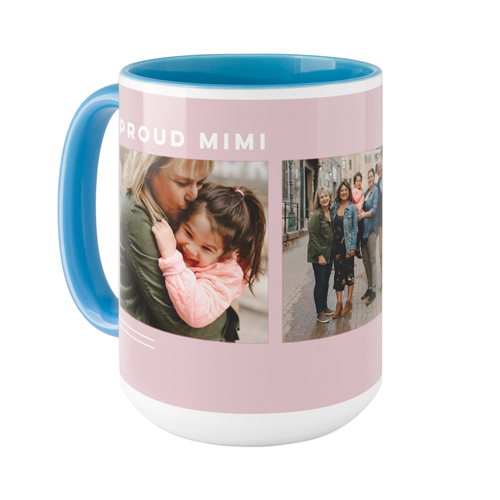 Corner Frame Simple Mug, Light Blue, , 15oz, Pink, faded rose