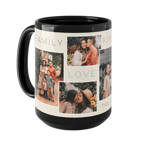 Family Love Kindness Frames Mug, Black,  , 15oz, Beige