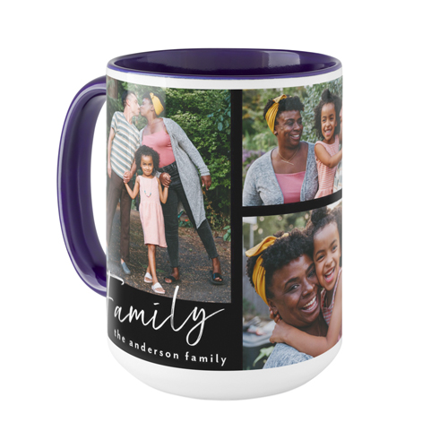 Family Tilt Script Mug, Blue, , 15oz, Black, black