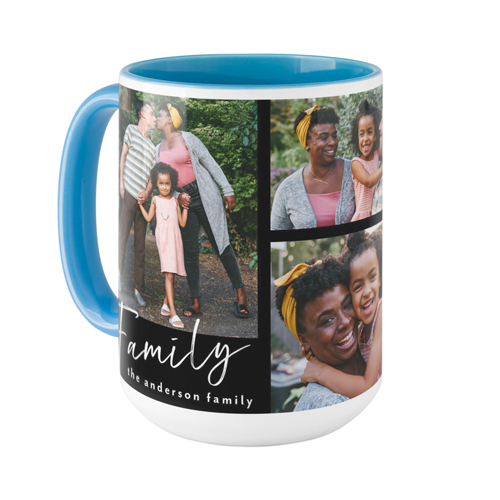 Family Tilt Script Mug, Light Blue, , 15oz, Black, black
