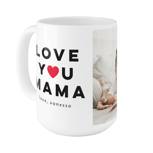 Modern Love You Mug, White, , 15oz, Red, fire engine