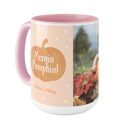 Mornin Pumpkin Mug, Pink,  , 15oz, Orange