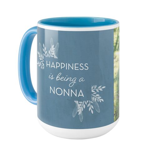Subtle Botanicals Mug, Light Blue,  , 15oz, Blue