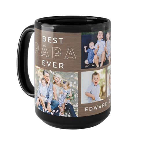 Wood Detail Best Ever Mug, Black, , 15oz, Brown, cafe