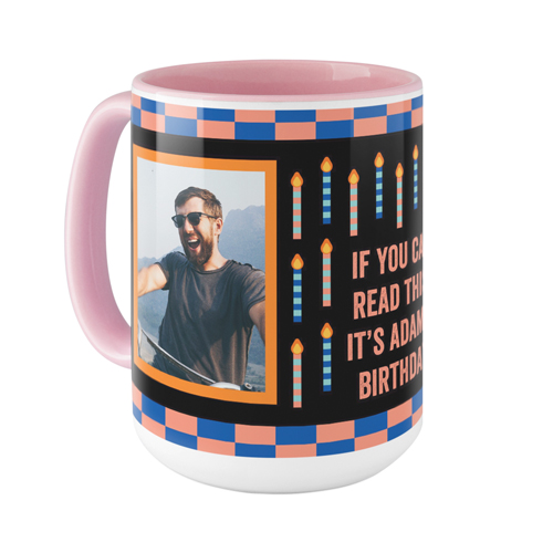 Birthday Candles Mug, Pink,  , 15oz, Black