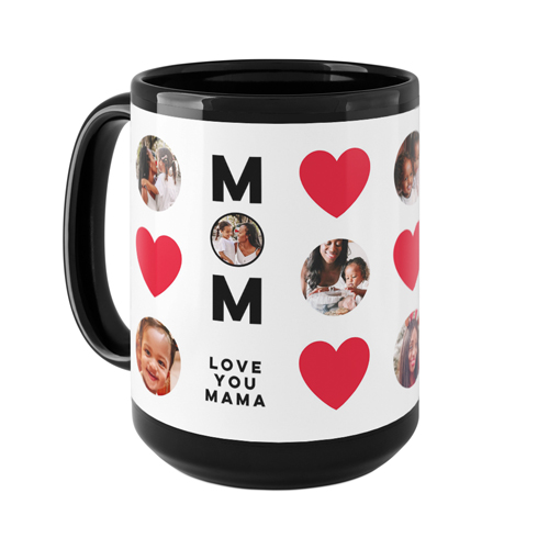 Heart Best Mom Ever Mug, Black, , 15oz, Red, fire engine