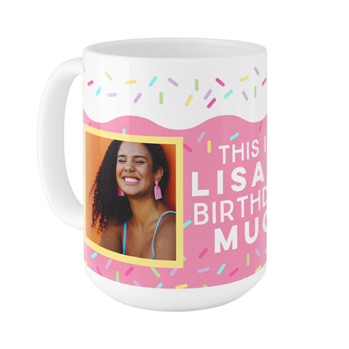 Sweet Birthday Cake Mug, White,  , 15oz, Pink