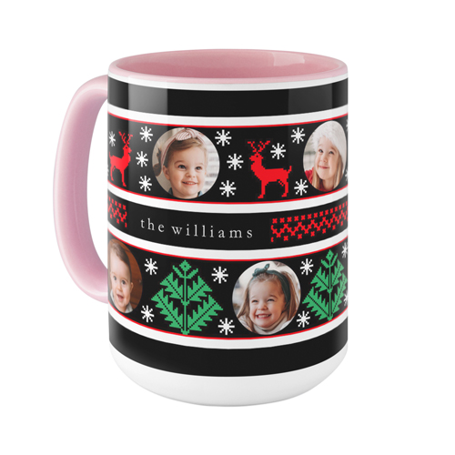 Holiday Sweater Mug, Pink,  , 15oz, Black