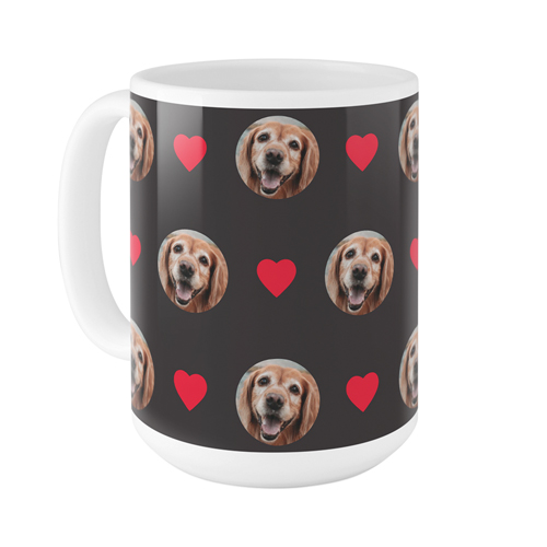 Loved Floating Faces Mug, White, , 15oz, Red, fire engine