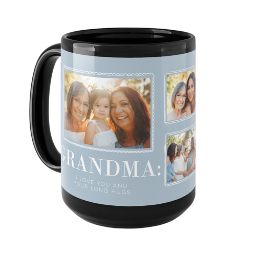 Scallop Doodle Frames Mug, Black, , 15oz, Blue, marine layer