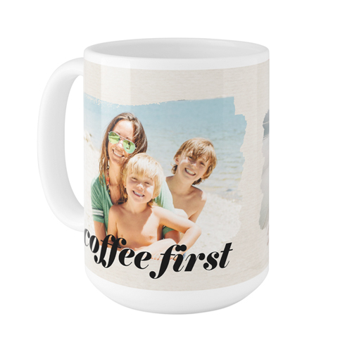 Brushstrokes Mug, White,  , 15oz, Beige