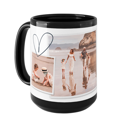 Minimalist Heart Film Mug, Black, , 15oz, White, white