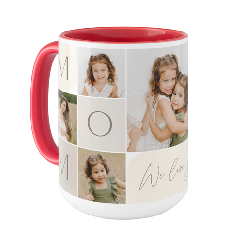 Mom Color Grid Mug, Red, , 15oz, Beige, antique white
