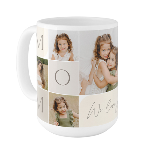 Mom Color Grid Mug, White, , 15oz, Beige, antique white
