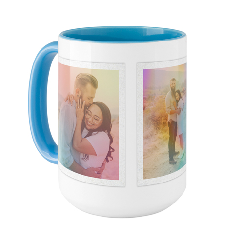 Rainbow Aura Frame Mug, Light Blue, , 15oz, White, white