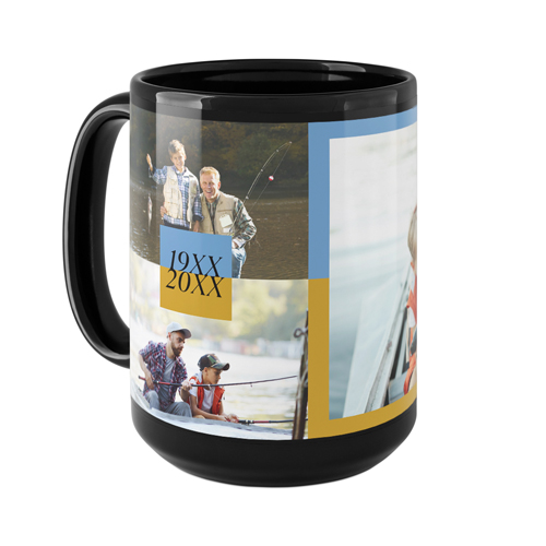 Then and Now Mug, Black, , 15oz, Yellow, mustard