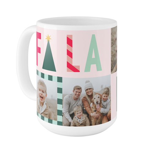 Bright Holiday Cheer Mug, White, , 15oz, Pink, magnolia