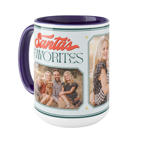 Santa's Favorites Mug, Blue, , 15oz, Green, seaweed