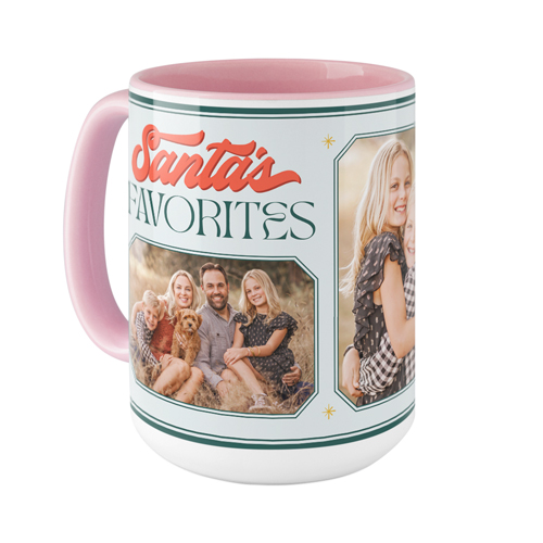 Santa's Favorites Mug, Pink, , 15oz, Green, seaweed