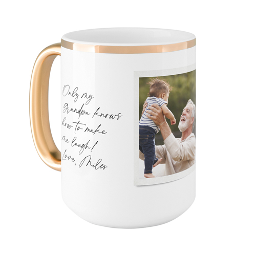 Sentimental Note Frames Mug, Gold Handle, , 15oz, White, white