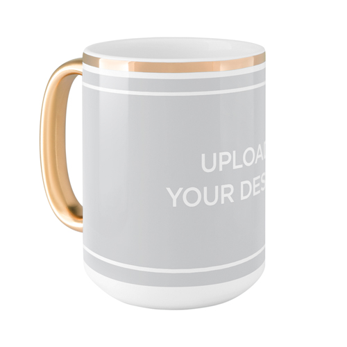 Upload Your Own Design Mug, Gold Handle,  , 15oz, Multicolor