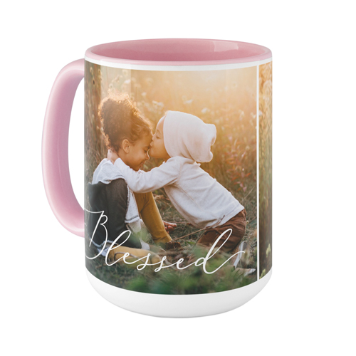 Blessed Script Mug, Pink,  , 15oz, White