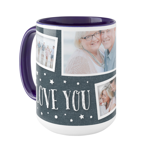 Love To The Moon and Back Denim Mug, Blue,  , 15oz, Blue