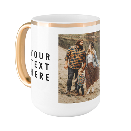 Gallery of Two Text Mug, Gold Handle, , 15oz, Multicolor, multi