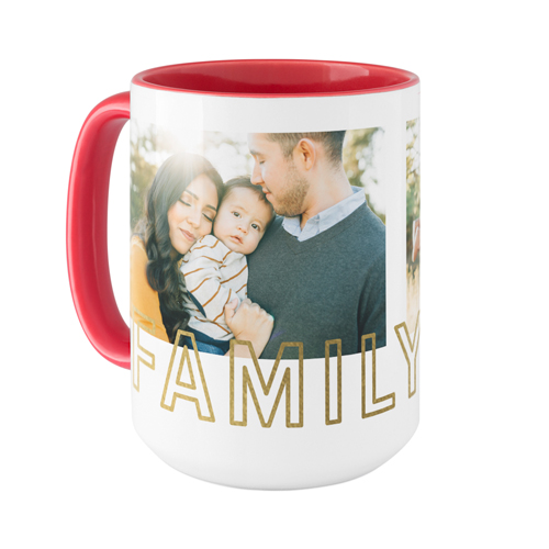 Contemporary Family Collage Mug, Red,  , 15oz, White